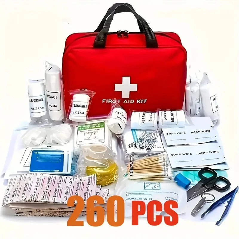 260pcs Deluxe First Aid Kit - Essential Emergency Supplies for Home, Outdoor Adventure and Camping Safety - Shoppiline