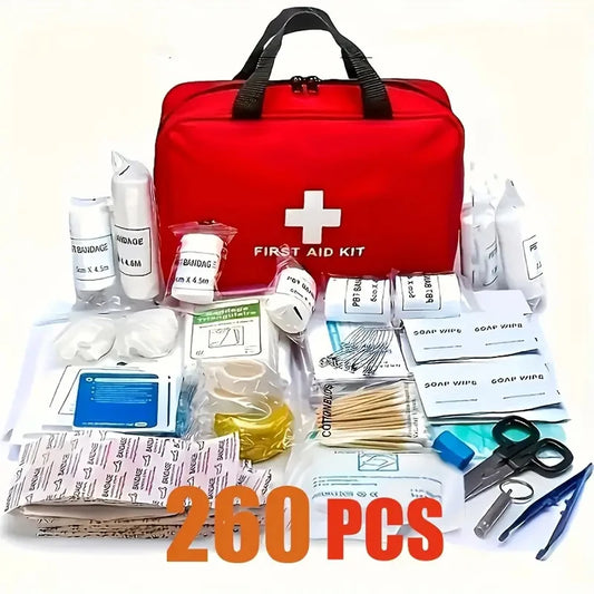 260pcs Deluxe First Aid Kit - Essential Emergency Supplies for Home, Outdoor Adventure and Camping Safety - Shoppiline