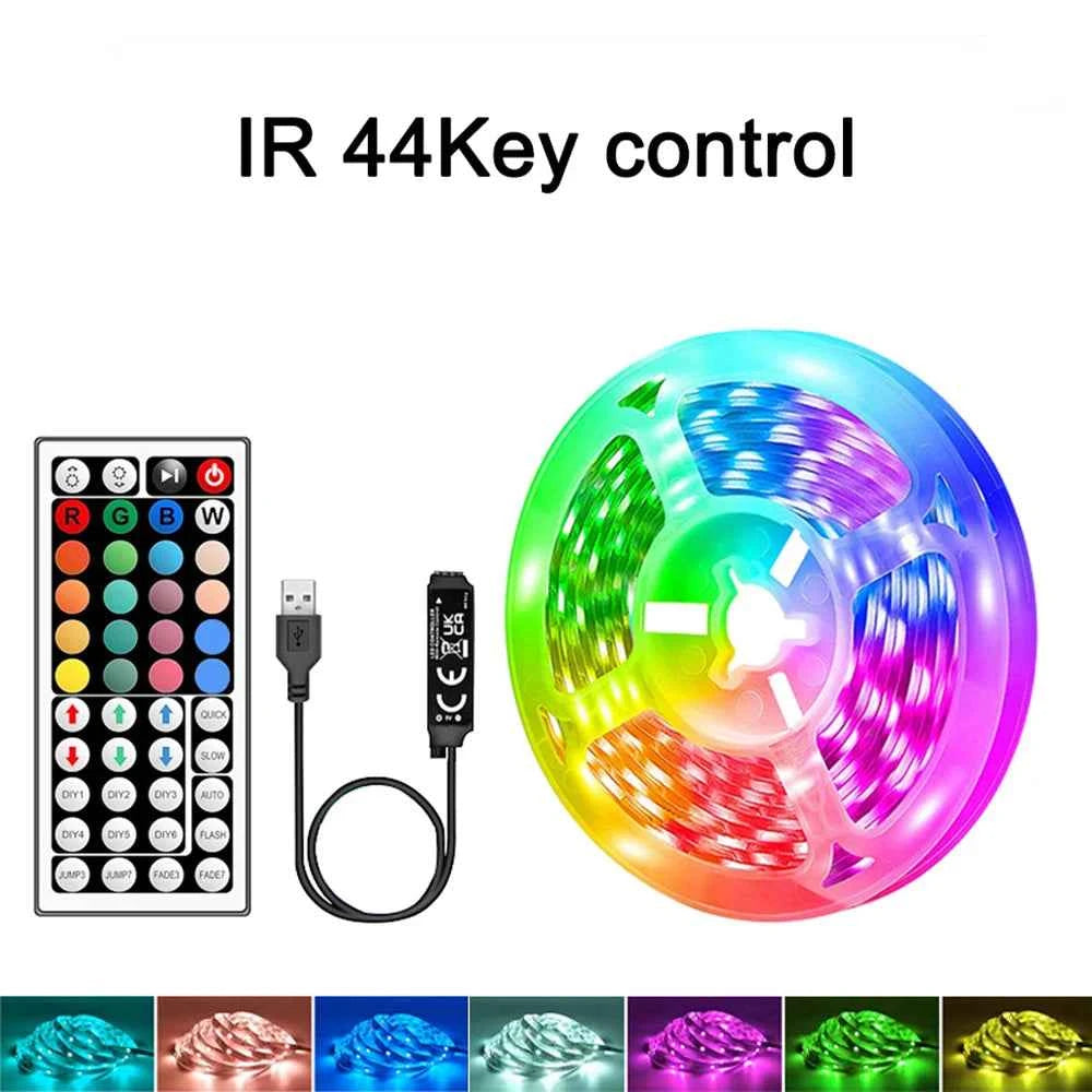 RGB LED Strip Light 1-40m with Music Sync, 44-Key Remote & APP Control, 5V USB Flexible Tape for Home TV Backlight Decor
