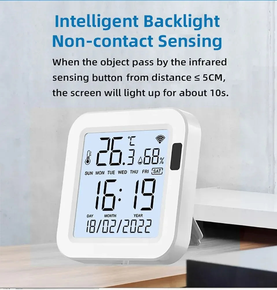 Tuya WiFi Temperature Humidity Smart Sensor With Backlight for Smart Home Var SmartLife Work with Alexa Google Assistant - Shoppiline