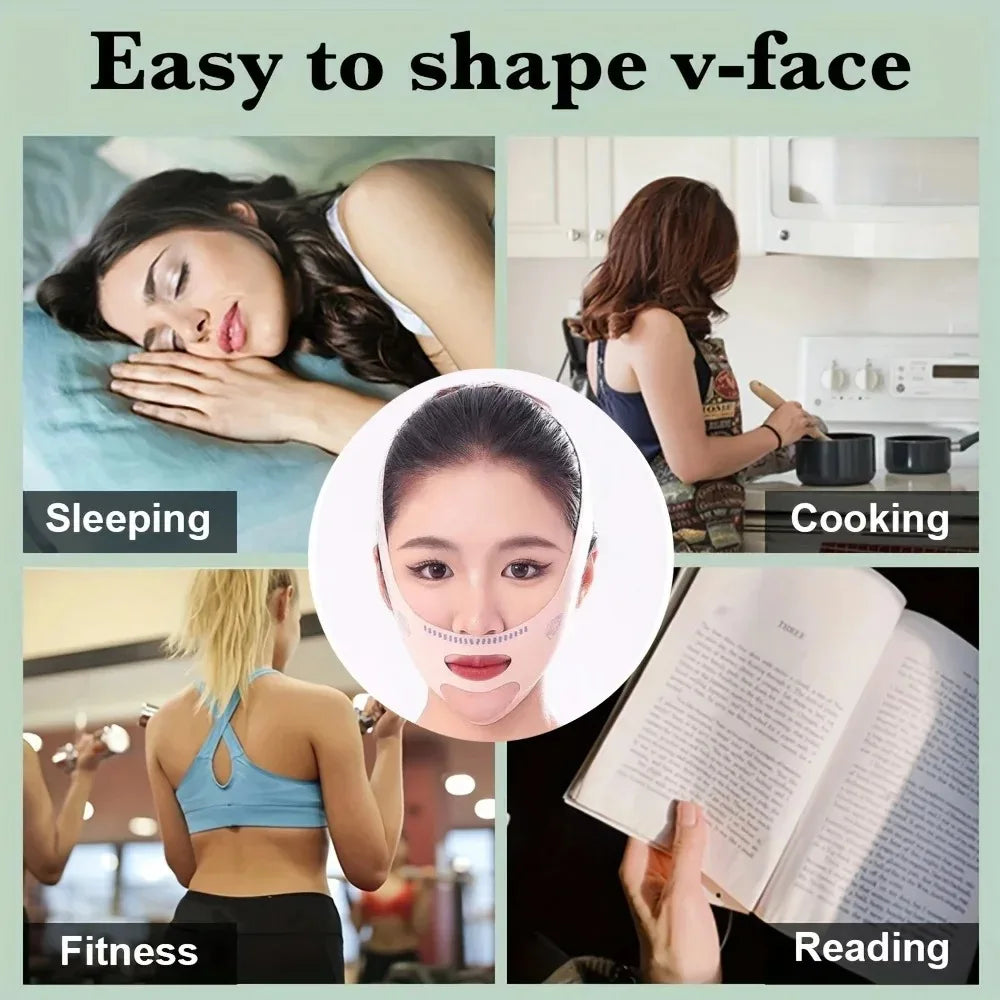 1 masque liftant réglable en V, bandage de remodelage du visage respirant et confortable réutilisable pour la réduction du double menton, le raffermissement, cadeau