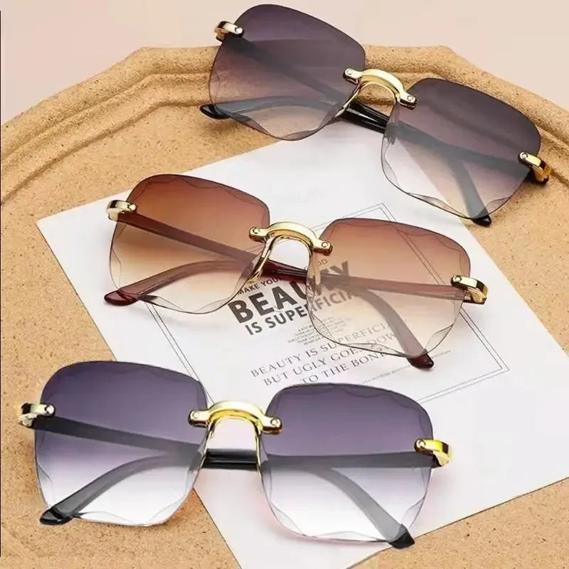 Frameless Sunglasses Y2K Gradient Fashion Korean Hip Pop Anti Ultraviolet Elegant Luxury Outdoor Travel Eyewear Women Unisex