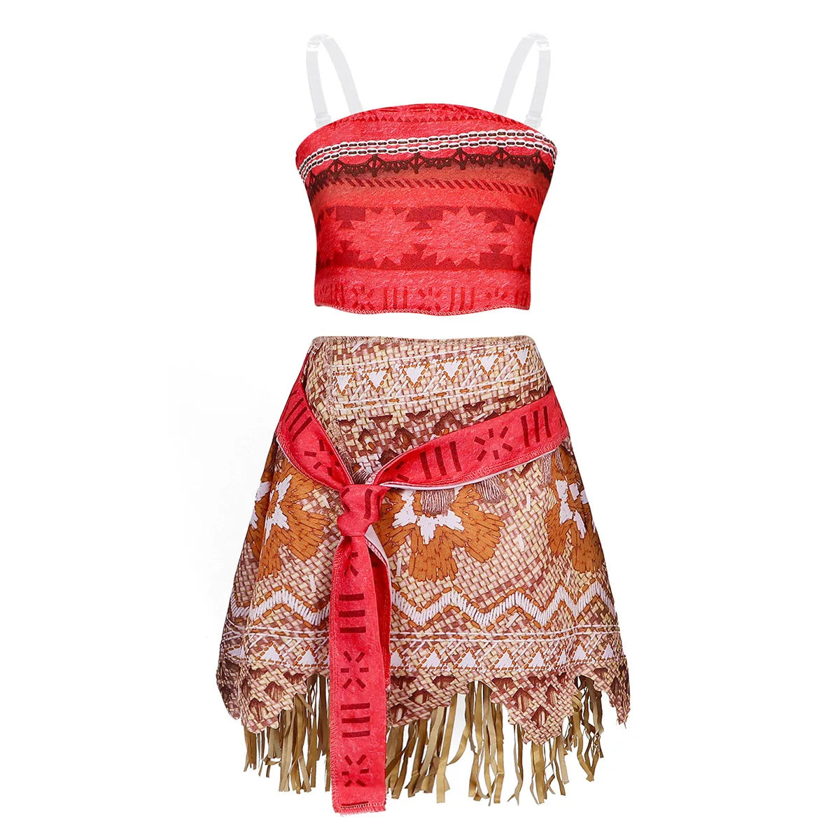 Ozean-Abenteuer-Cartoon-Rollenspielkostüm Moana Zweiteiliges Kleid für Mädchen im polynesischen Stil Vaiana Prinzessinnenkostüm Halloween