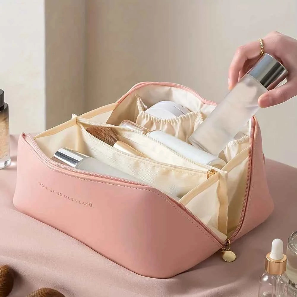 Women  Luxury Large Capacity Cosmetic  Bag Lady Box Travel Makeup Zipper Toiletries Organizer