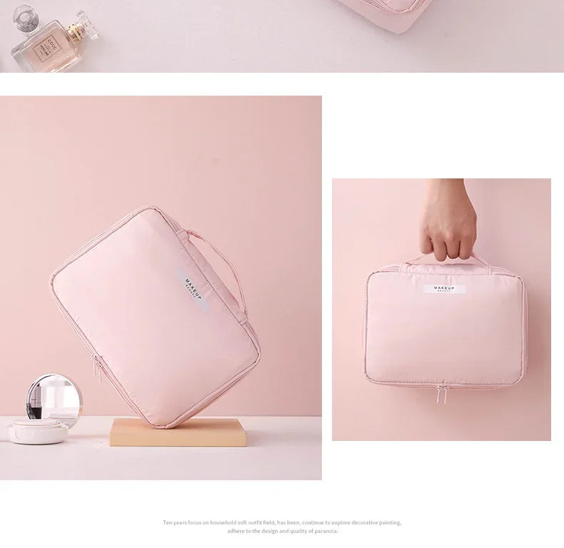 Damen tragbare Kosmetiktasche mit hohem Erscheinungsbild, große Reise-Waschtasche, dreidimensionale Make-up-Aufbewahrungstasche