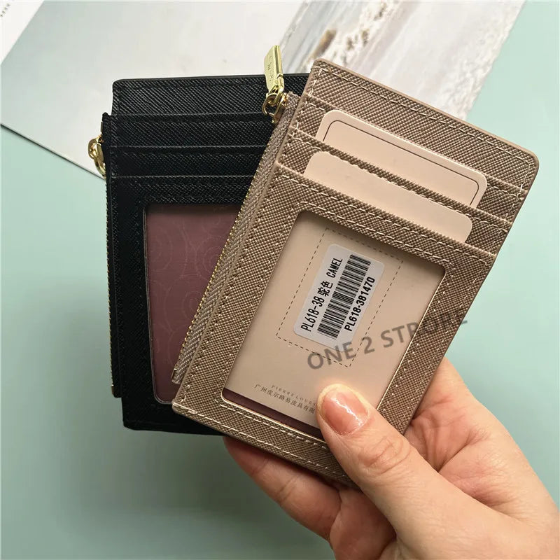 Desk Accessories Office PU Leather Card Holder Zipper Sleeves Photocard Large Capacity ID Card Holder Luxury Photocard Holder