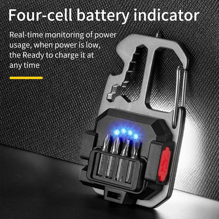 Ultra Small Mini LED Light Rechargeable Keychain Light Outdoor Camping COB Work Light Portable Pocket Wrench Screwdriver