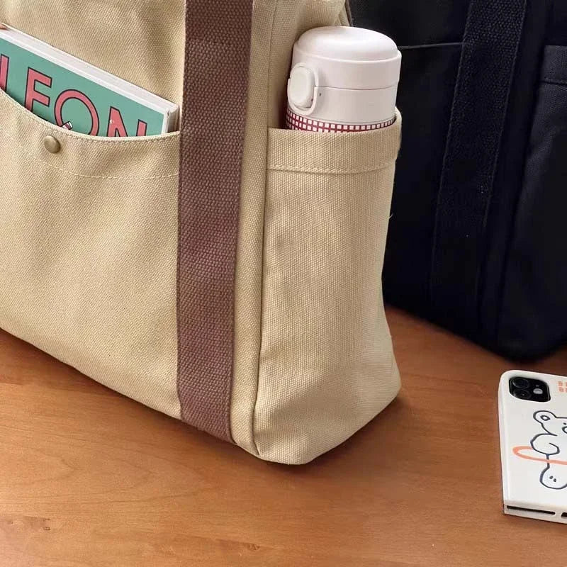 Large Capacity Canvas Tote Bags for Work Commuting Carrying Bag College Style Student Outfit Book Shoulder Bag Shopping Bag