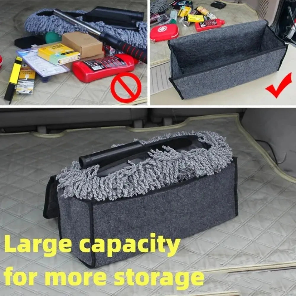 Large Car Trunk Organizer - Anti-Slip Soft Felt Boot Storage Box with Compartments for Auto Tool & Accessories