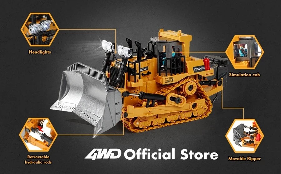 4WD Remote Control Excavator 4x4 Alloy Dump Truck Bulldozer Radio Model RC Car Construction Vehicle Toy Children Kids Gifts - Shoppiline