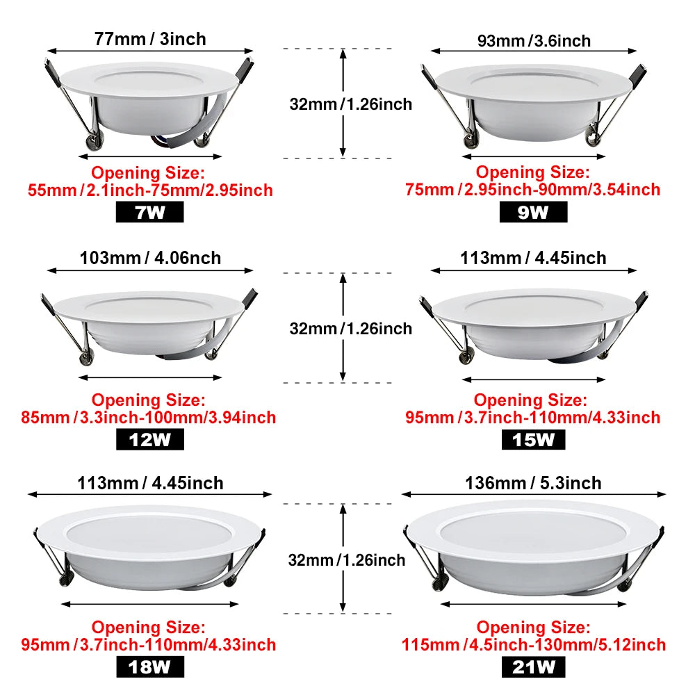 Spotlights LED Ceiling Downlight AC 220V 18W 15W 12W 9W 7W Recessed Round Lamp Spot LED Dowm Light Hidden Indoor Lighting Panel