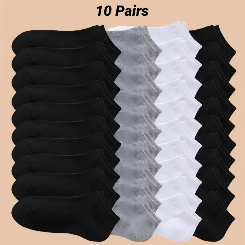 Solid Color Ankle Boat Socks Low Cut Short Style Comfortable Fashionable For Men Women Spring Summer Round Neck Casual