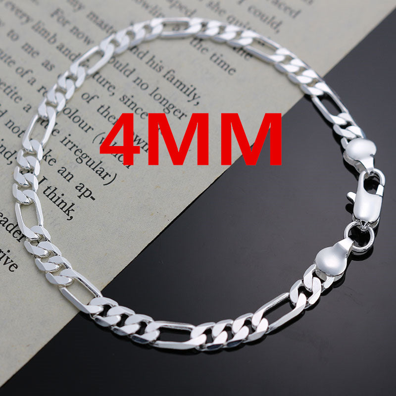 Nouvelle Arrivée Noble Argent 925 Chaîne 4MM pour Hommes Femmes Bracelet Collier Ensemble de Bijoux Cadeaux de Noël pour Dames Breloques Mariage