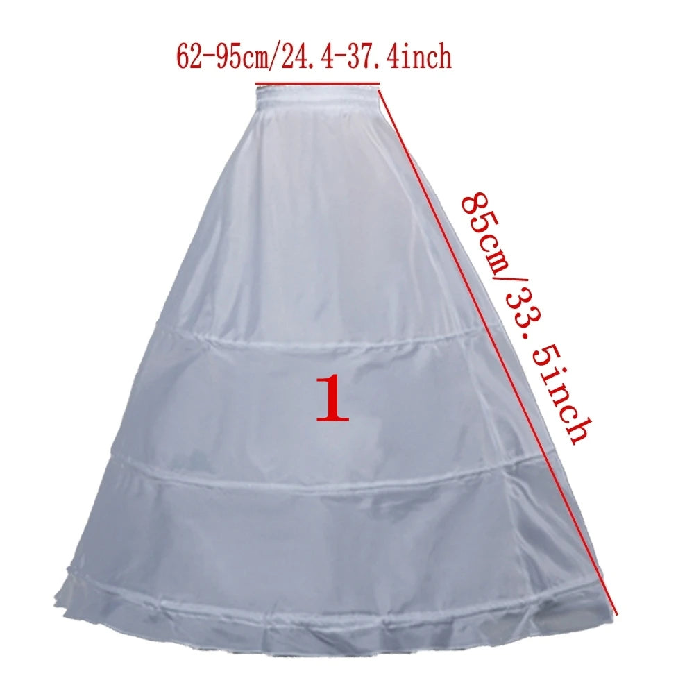 White Children kids Petticoat A-Line 3 Hoops One Layer Flower Girls Crinoline Lace Trim Flower Girl Dress Underskirt