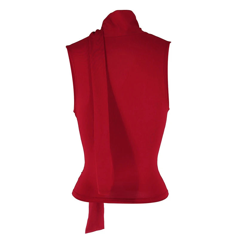 Women's Sexy Sleeveless V-Neck Solid Tank Top Fashion Bandage Streetwear Casual Slim Fit Elegant Knitted Summer Lady's Clothing