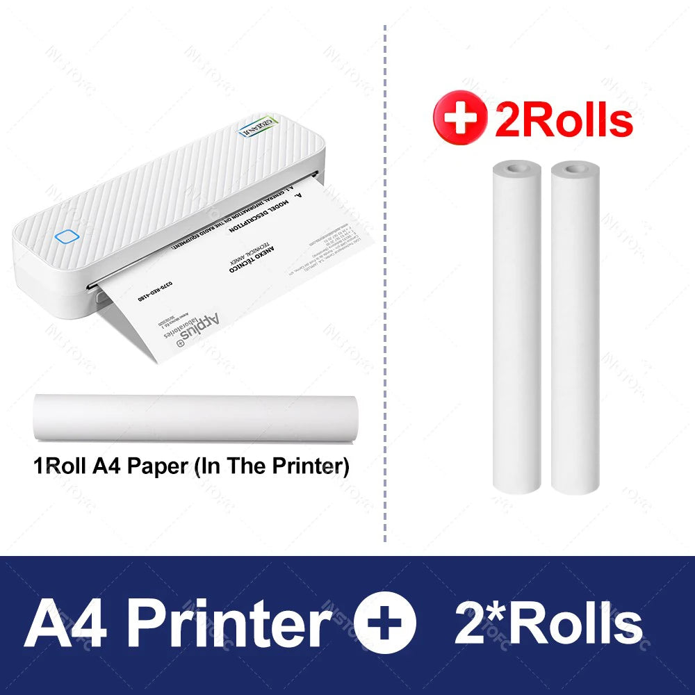 Portable A4 Thermal Printer Bluetooth Photos PDF Document Printing Machine Folded Rolls Paper For Office Work Home School Travel - Shoppiline