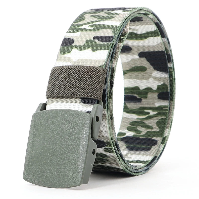 38mm Tactical Waist Belt Unisex Lightweight Weave Fabric with Plastic Buckle for Airport Security Men Women Camouflage Style