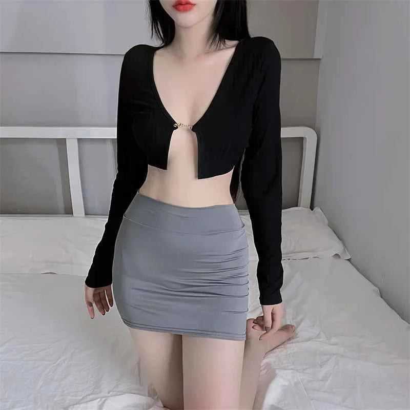 FREEAUCE Korean Girls Style Sexy Casual Pencil Mini Short Skirts High Waist Night Club Wear Black White Fashion Skirt for Woman