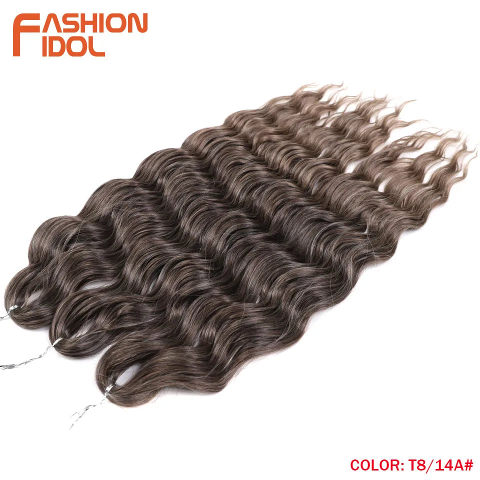 Anna Hair Extensions synthétiques de tresses Loose Deep Wave 24 pouces, cheveux tressés ondulés, cheveux bouclés torsadés au crochet Ombré Blond