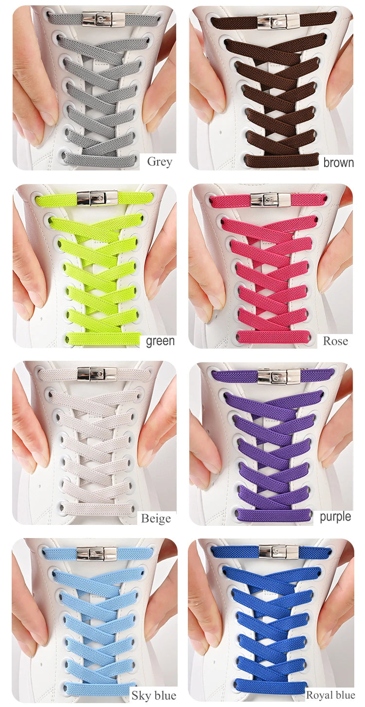 8mm Schnürsenkel ohne Binden, Pressverschluss Schnürsenkel, Elastische Schnürsenkel, Sneaker Kinder Erwachsene, Verbreiterte flache Schnürsenkel für Schuhe