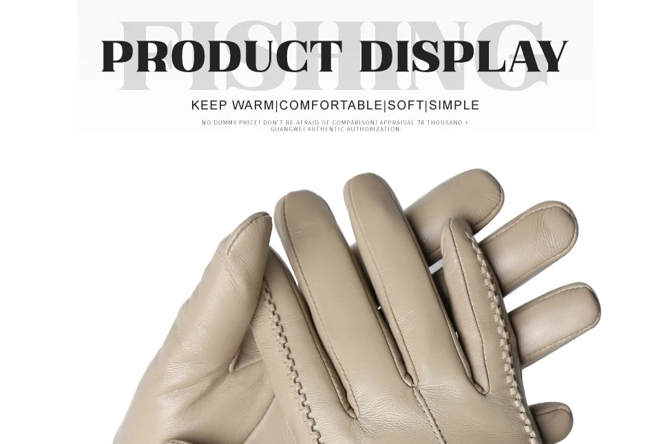Women's sheepskin gloves winter warm plus velvet short thin touch screen driving color women's leather gloves good quality -2226