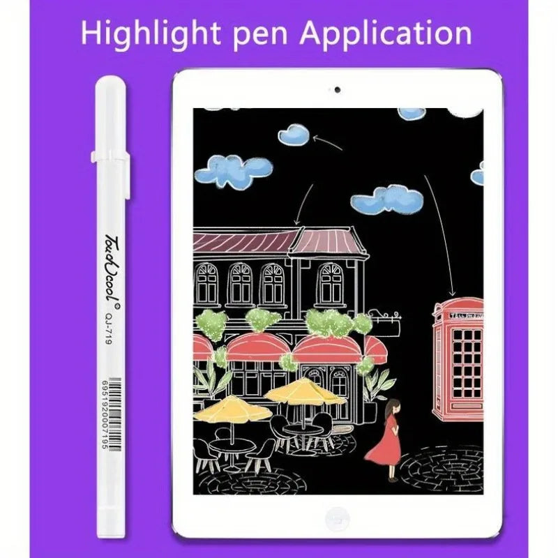 5x weiße Gelly Roll Gelstifte 0,8 mm Textmarker Kunstzeichnung Malstift Journaling weiße Tinte Linienstifte Schulbedarf
