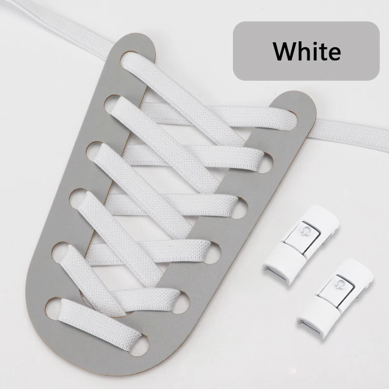 Colorful Press Lock Shoelaces without ties Elastic Laces Sneaker 8MM Widened Flats No Tie Shoe laces Kids Adult Shoelace Shoes