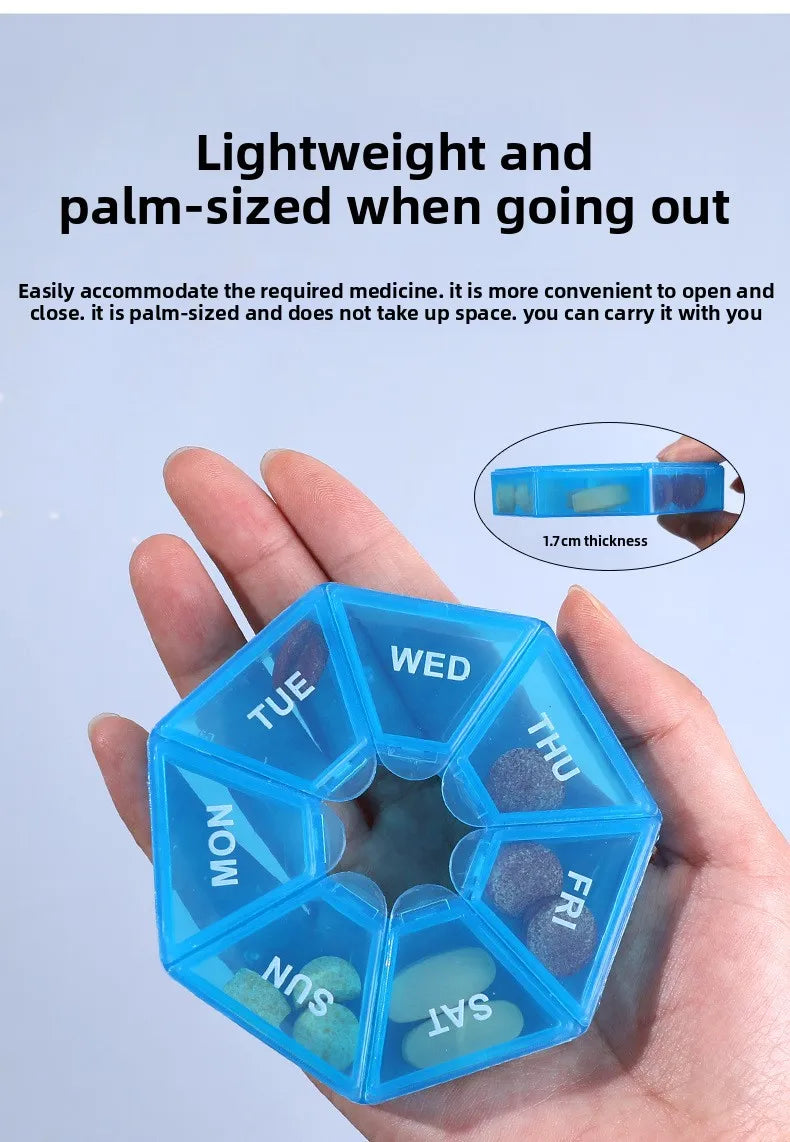7 Compartments Weekly Pill Organizer Portable Plastic Mini 7 Day Medicine Box Small Pill Case Bulk