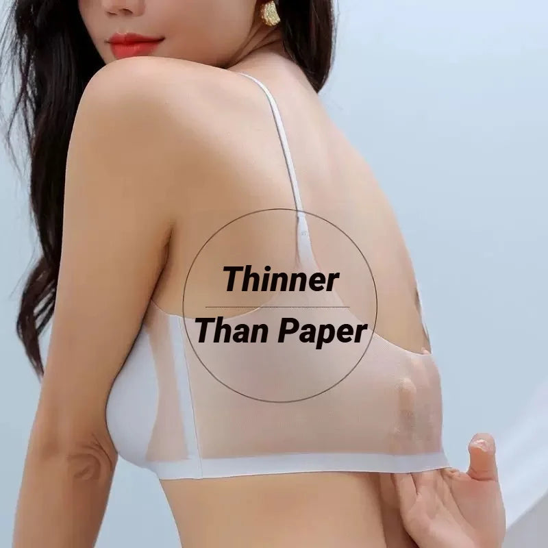 Ultra-Thin Breathable Ice Silk Bra Lingerie Women'S Seamless Back Halter Vest Wraps Small Breasts Sexy And Comfortable Top