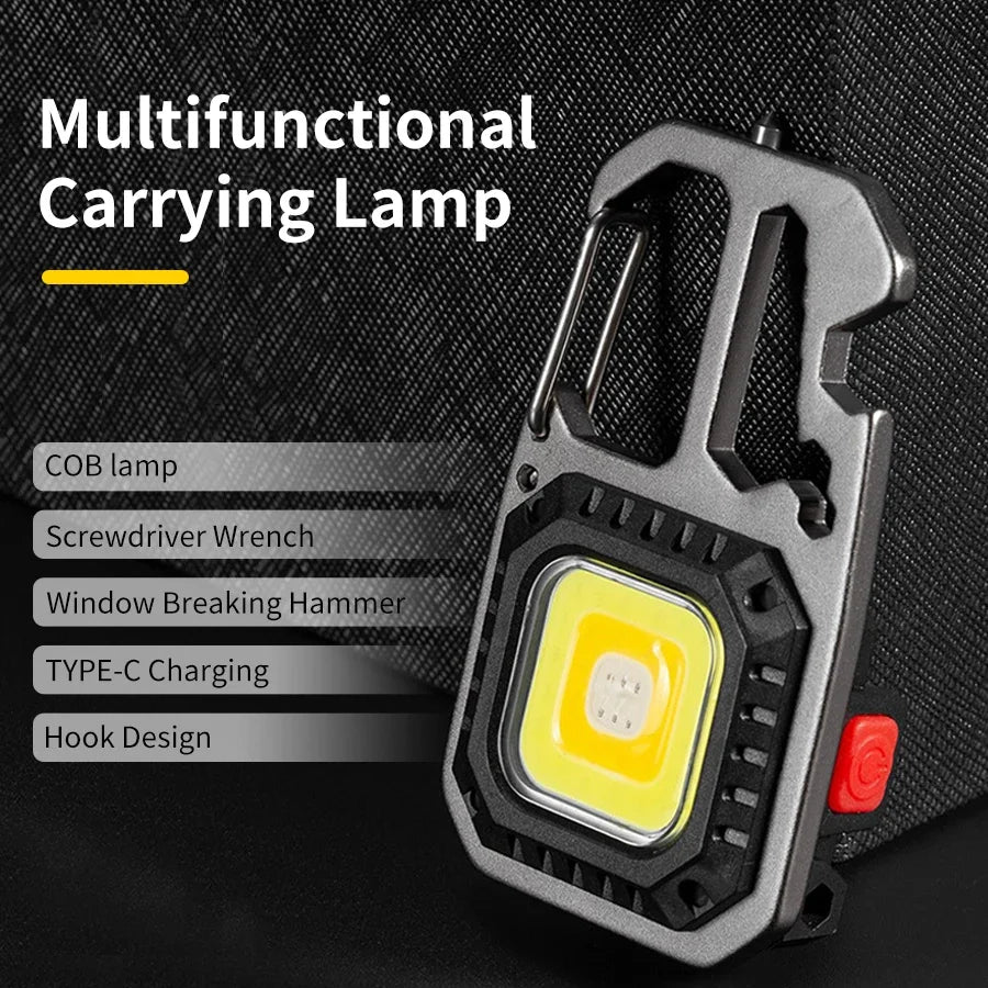 Ultra Small Mini LED Light Rechargeable Keychain Light Outdoor Camping COB Work Light Portable Pocket Wrench Screwdriver