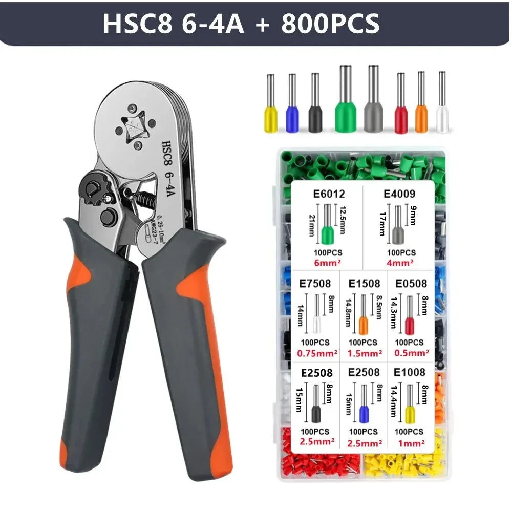 Crimping Tools Mini Electrical Pliers HSC8 6-4/6-6(0.25-10mm²/0.25-6mm²) Wire Connection Ferrule Sleeves Terminal Repair Clamp - Shoppiline