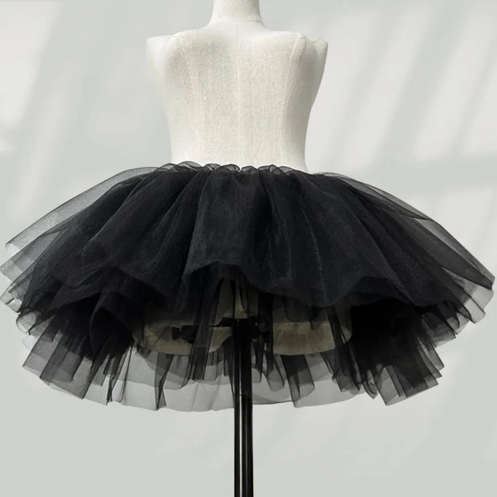 Convenient White Black Puffy Tulle Lolita Underskirt Women Cosplay Ballgown Kids Bridal Boneless Petticoats Tutu Dress