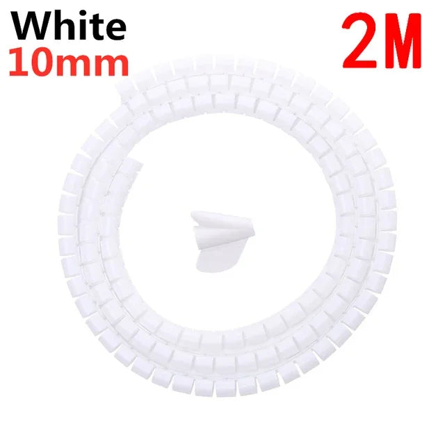 1/2M Organisateur de câbles flexible en spirale Serre-câbles Rangement Tuyau Protection de cordon Gestion des câbles Enrouleur de câbles de bureau Rangement d'accessoires Outils