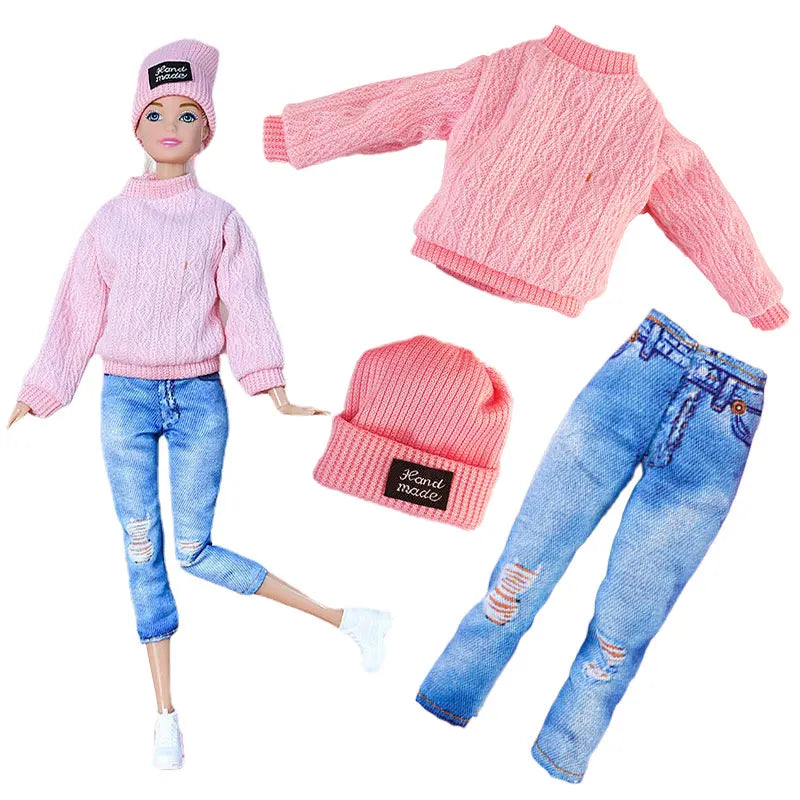 NEW Fashion Clothes For Doll 30cm Daily Sportwaer Winter Sweater Pants Plush Coat Shoes For Doll Mini Accessories Christmas Gift - Shoppiline