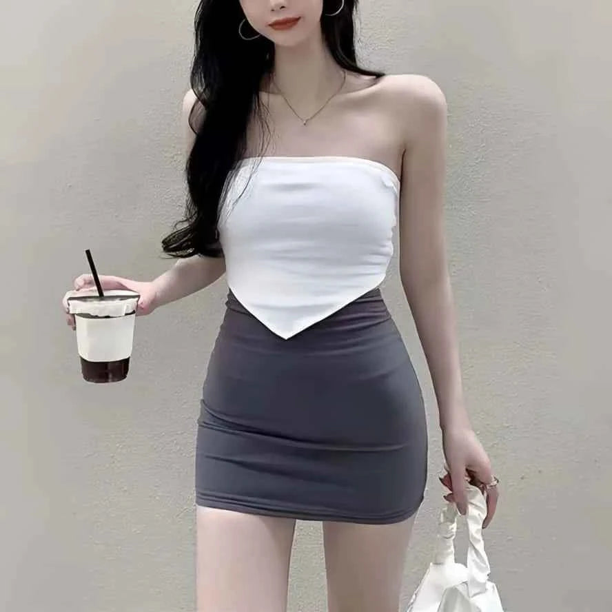 2026New High Waist thin Pencil silk Mini Skirts Night Club wear Wrap hips Sexy Casual Black White Short Skirt for Women summer