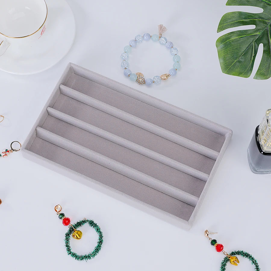 1 plateau à bijoux floqué, boîte à bijoux, convient pour : tous types de rangement de bijoux.