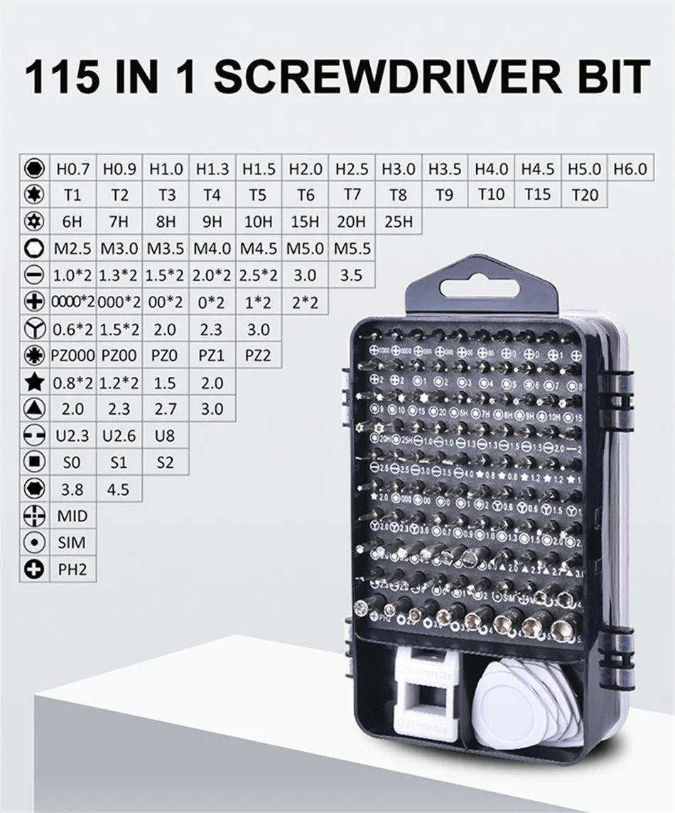 115/117 in 1 Precision Screwdriver Set Magnetic Torx Hex Screw Driver Bits Professional Repair Tool Kit for iPhone Xiaomi Mac PC - Shoppiline
