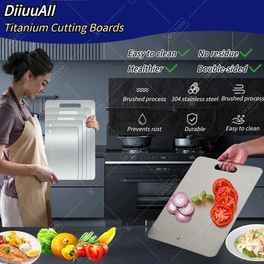 WXCOO Chopping Board Stainless Steel Double Sided Thickened Kneading Dough Board Kitchen Household Fruit Cutting Block