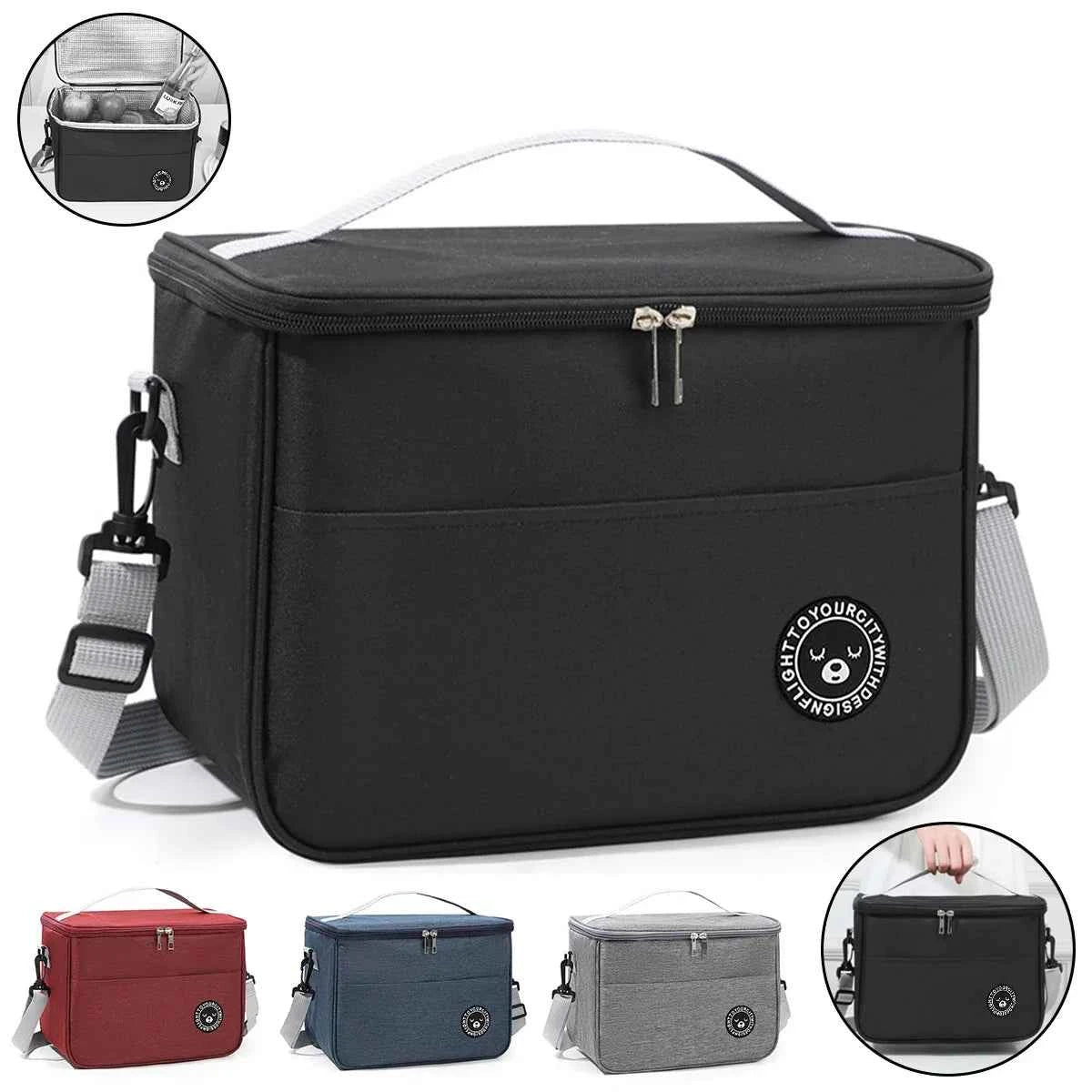 Capacity hand-held with shoulder strap insulated bag, lunch box bag, student thickened waterproof lunch bag。