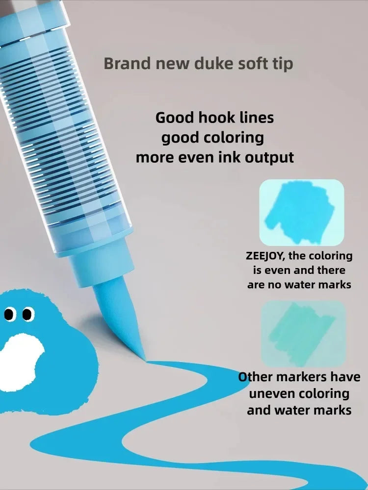 ZEEJOY 120/12/1 Colors Direct Liquid Acrylic Marker Pens Waterproof Pen Soft Brush Nib for Manga School Art Supplies Stationery