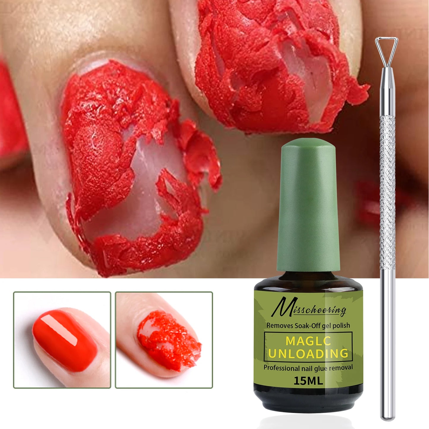 Misscheering 15ml Magic Fast Nail Gel Polish Remover Clean UV Soak Off Semi Permanent Varnish Nail Art Removal Tools Manicure