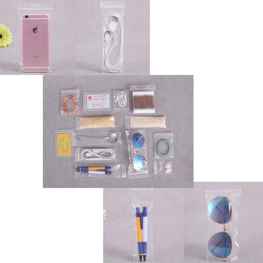 30-100pcs/bag 4*6/5*7/6*8/7*10/8*12cm Zipped Lock Reclosable Plastic Poly Clear Bags Bulk Jewelry Craft Accessory Packaging