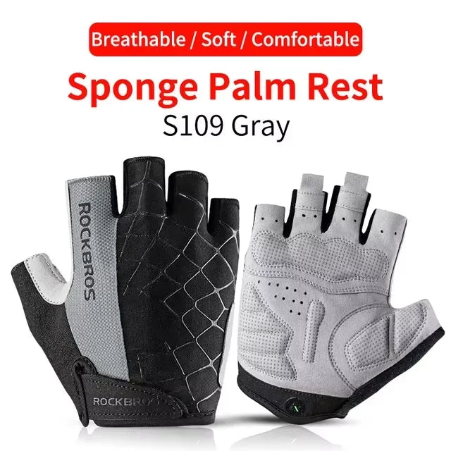 ROCKBROS Cycling Bike Gloves Half Finger Shockproof Breathable MTB Mountain Bicycle Sports Gloves Men Women Cycling Equipment - Shoppiline