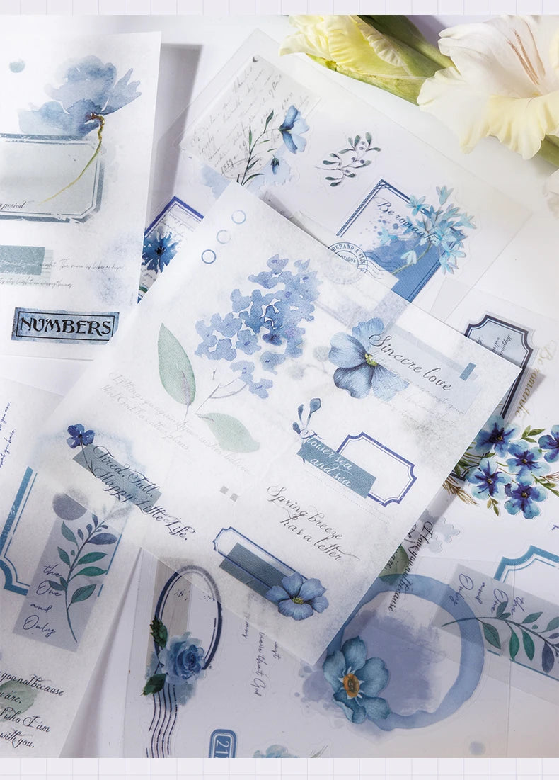 4Style 20pcs/book INS Floral Sticker Book Four Seasons Theme Cutting Scrapbook Dual-material Handbook DIY Decorative Stickers