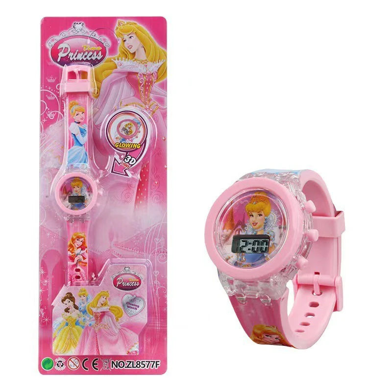 Flash Light Frozen Mickey Kids Watches For Girls Cartoon Snow White Car Children Watch Boys School Student Digitel Clock Gifts
