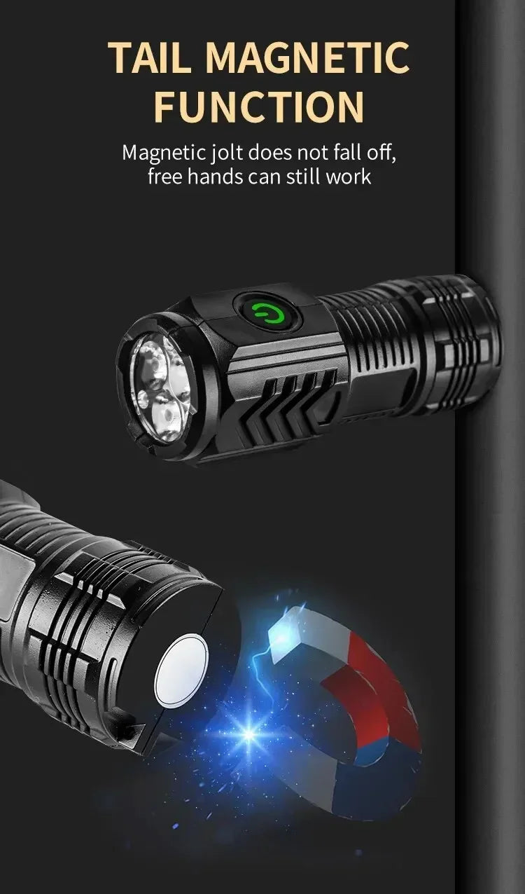 5 LED High Power Led Flashlights Rechargeable Camping Torch 5 Lighting Modes For Outdoor Camping Adventure Lamp with Side Light