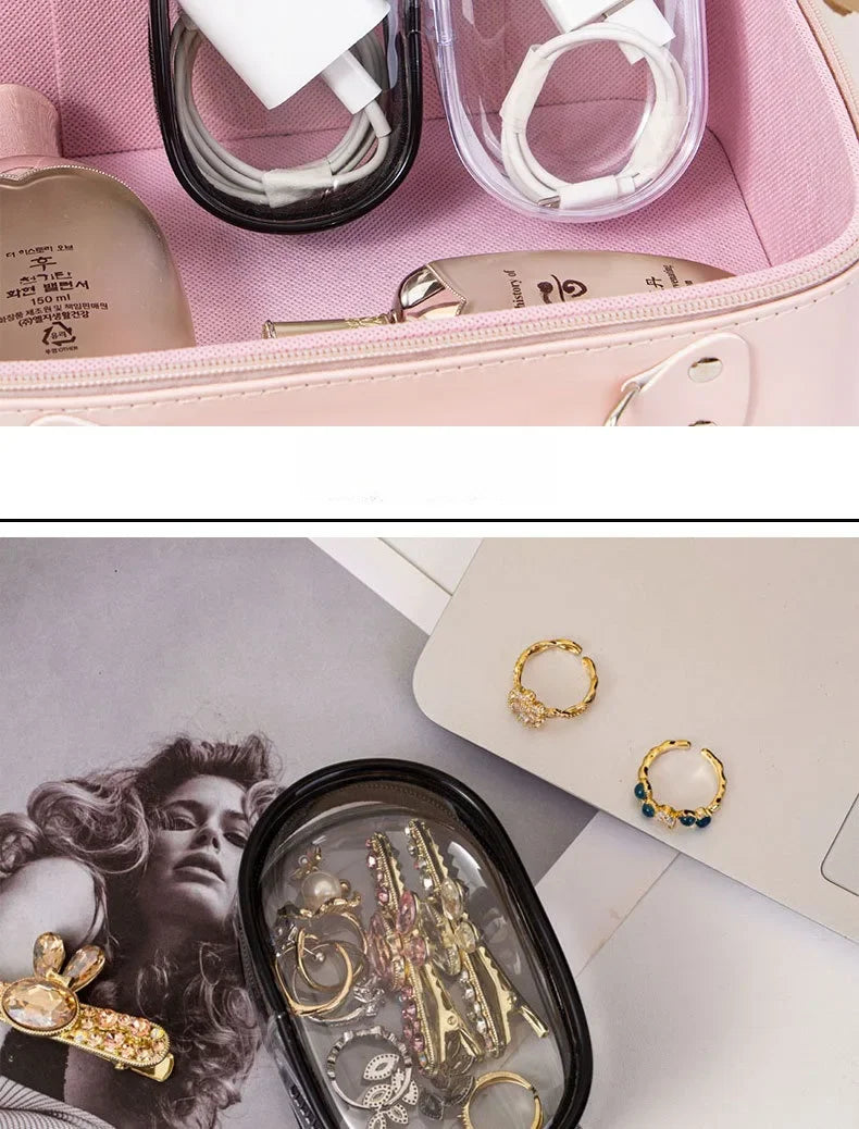 1/2Pcs Transparent Plush Doll Display Organizer Bag with Keychain Portable Protector Box for Dolls Earphone Case Outdoor Carry