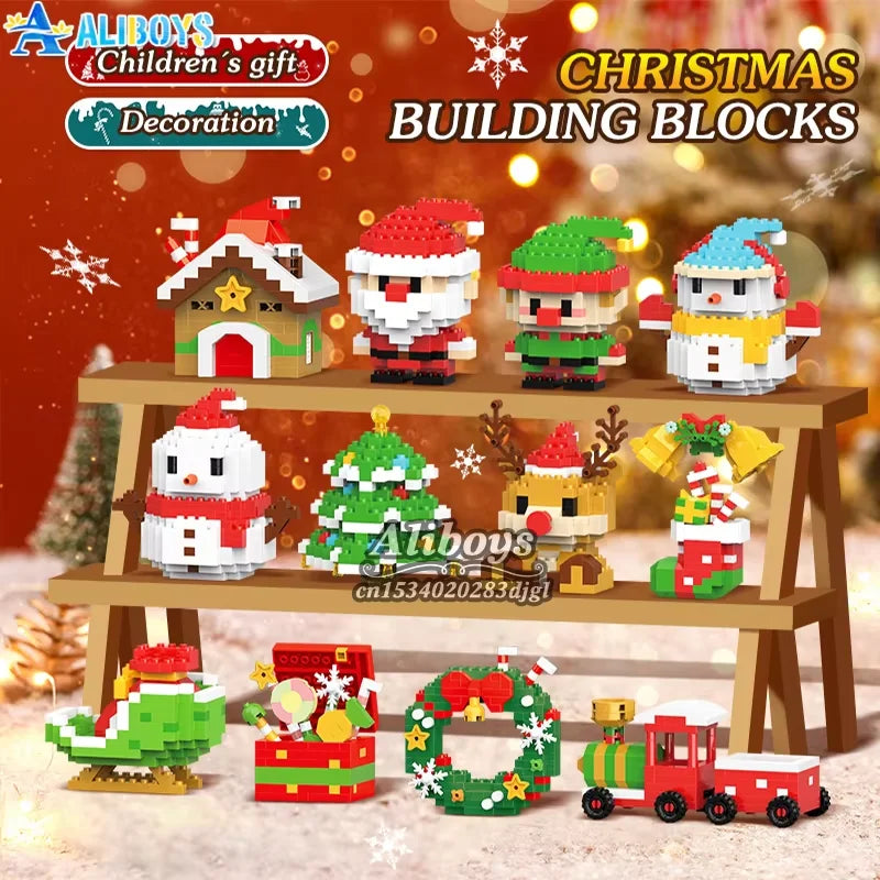 DIY Christmas Santa Claus Building Blocks Set Christmas Themed Brick Ornaments Mini Block Figures Christmas Birthday Gifts