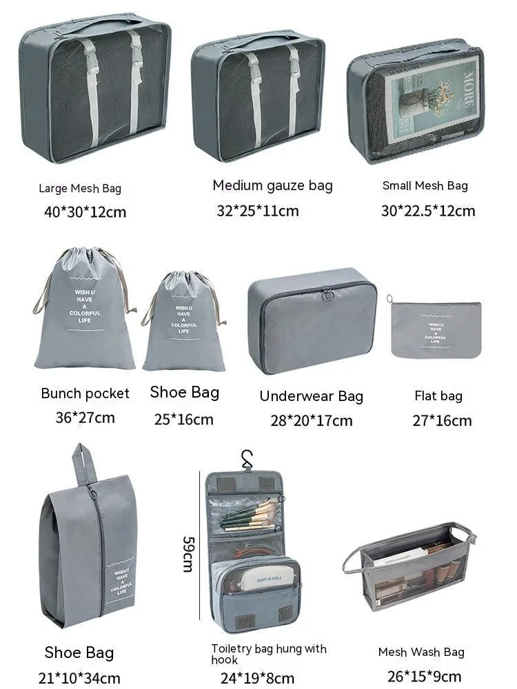 10/7-teiliges Set Reise-Organizer Aufbewahrungstaschen Koffer Packwürfel Tragbarer Kleiderschrank Gepäck Kleidung Schuhtasche Faltbar