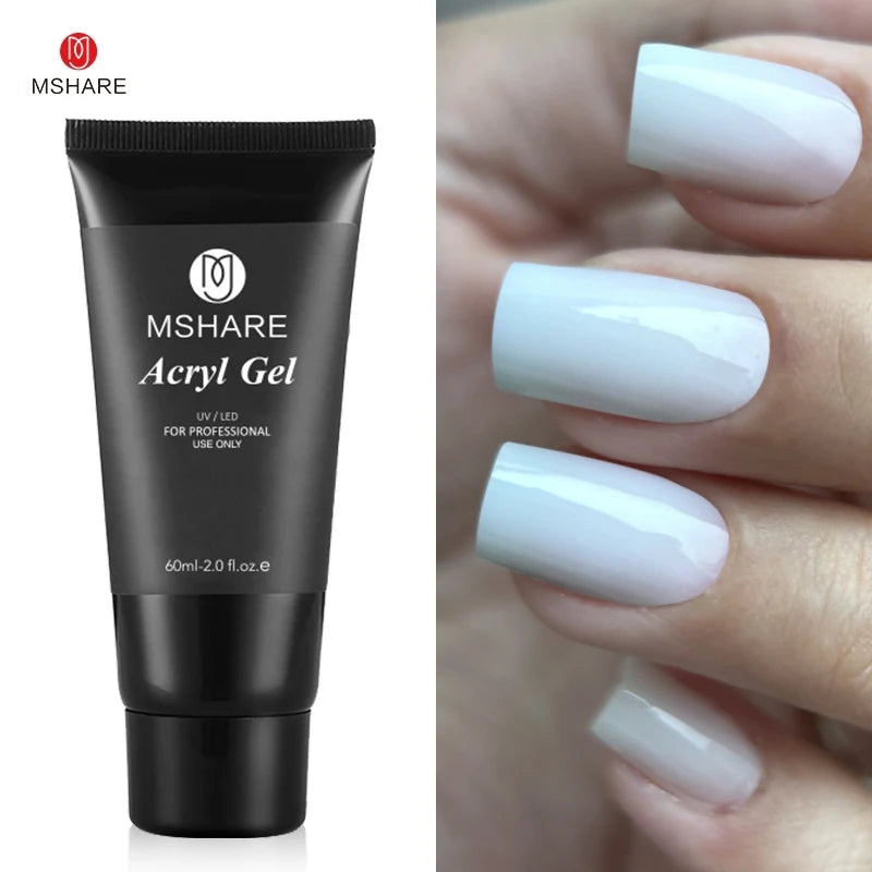 MSHARE Poly Nails Acryl Gel 60ml Builder UV Led Acrylgel Nagelverlängerungen Acryl Rosa Weiß Klar Acrylat HEMA TPO-freies Gel